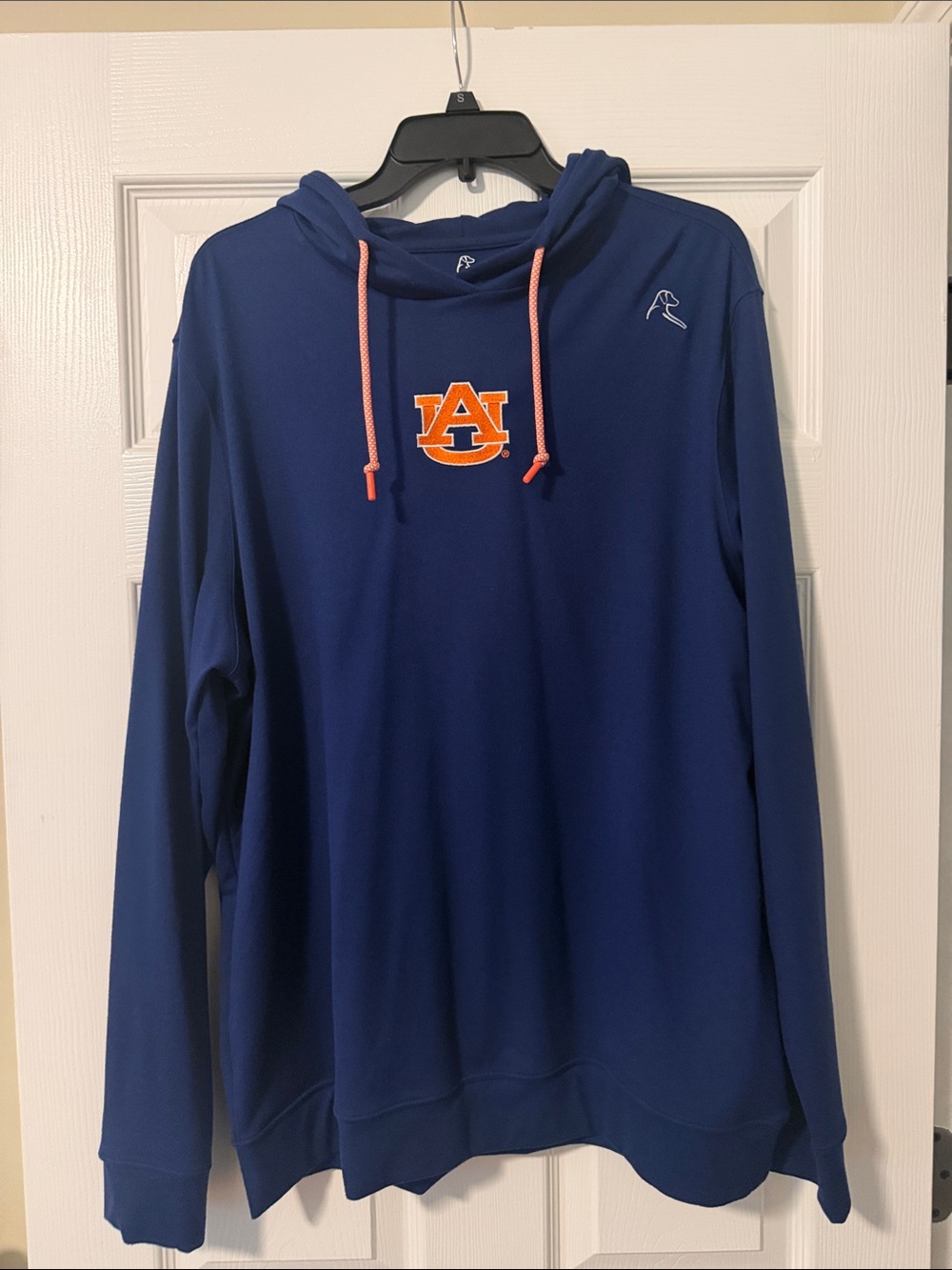 Rhoback Navy Crewneck with Orange Logo and Pink Drawcords